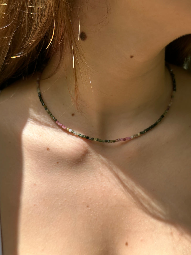 Pink Tourmaline Gradient Necklace Square Cut