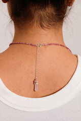 Pink Tourmaline Necklace With Crystal