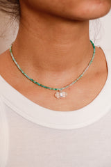 Amazonite Necklace With Crystal Pendant