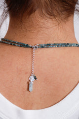 Blue Tourmaline Double Necklace With Crystal