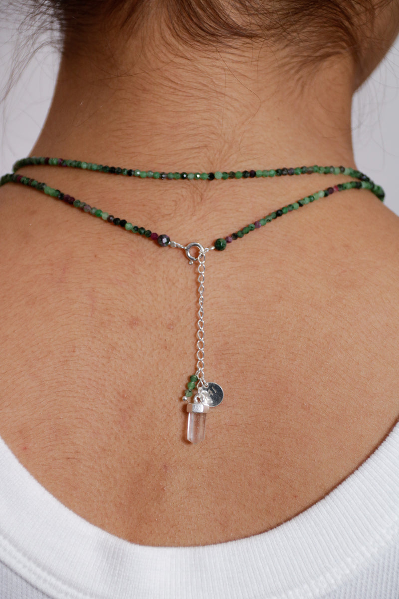 Zoisite Double Necklace with Crystal