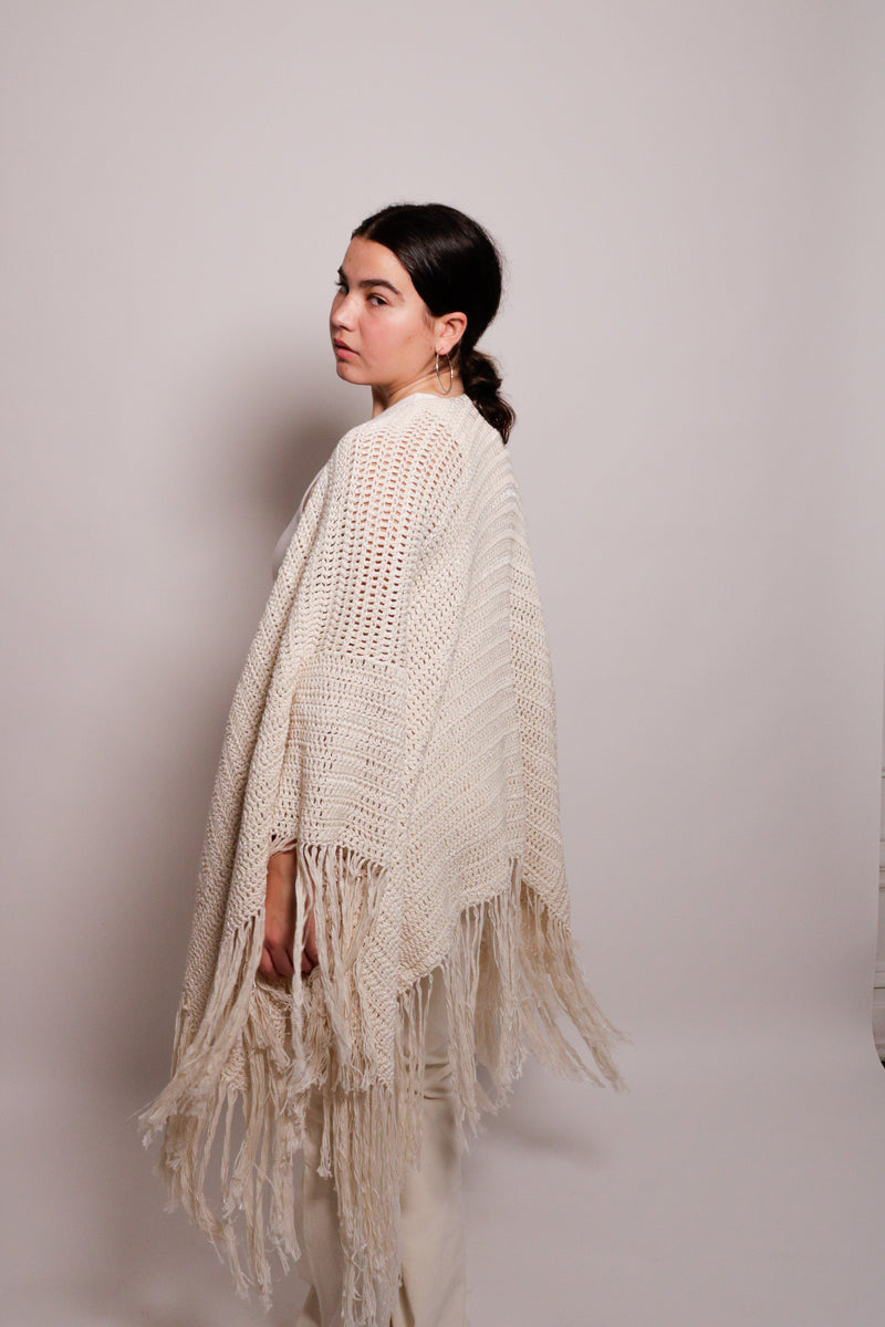 Cotton-Silk Crochet Ruana – Alma Lobo