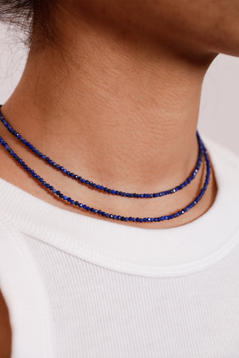 Lapis Lazuli Double Necklace With Crystal