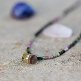 Gradient Watermelon Tourmaline Necklace with Fluorite